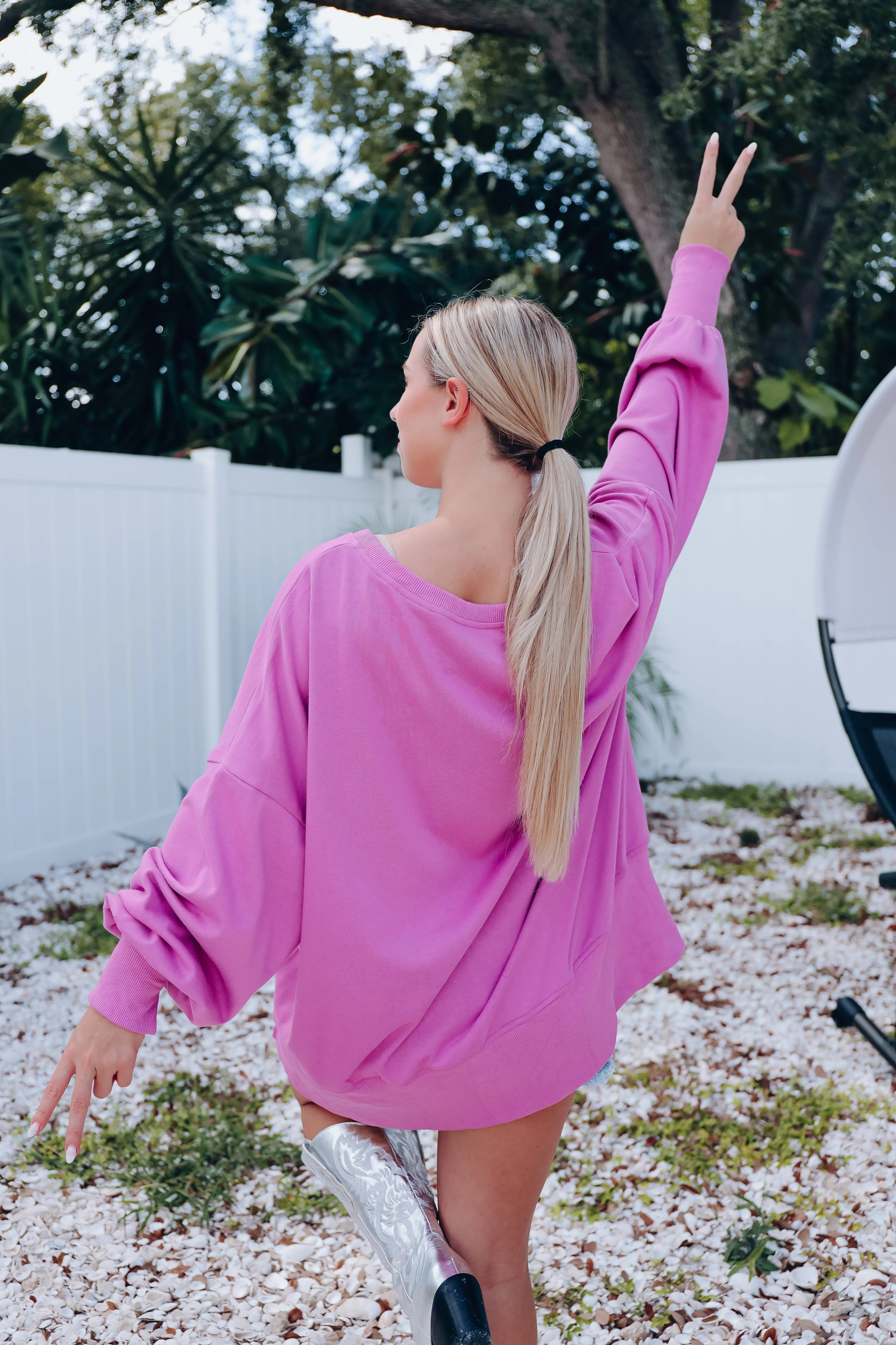 Cowgirl Sequin Patch Sweatshirt -  Orchid