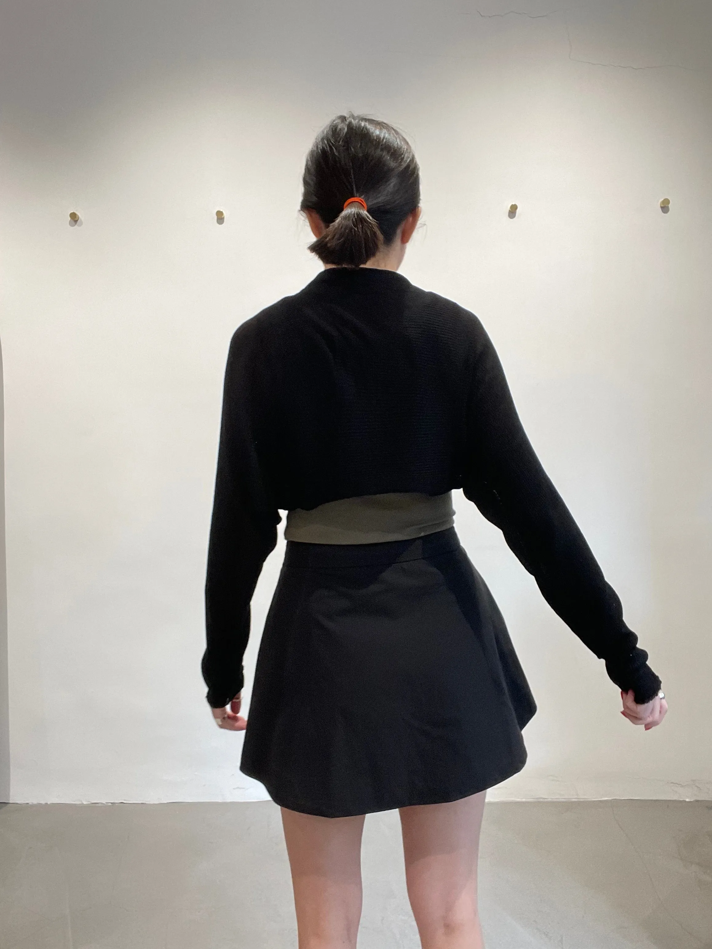 Daily Cropped Knit Sleeve Jacket Black