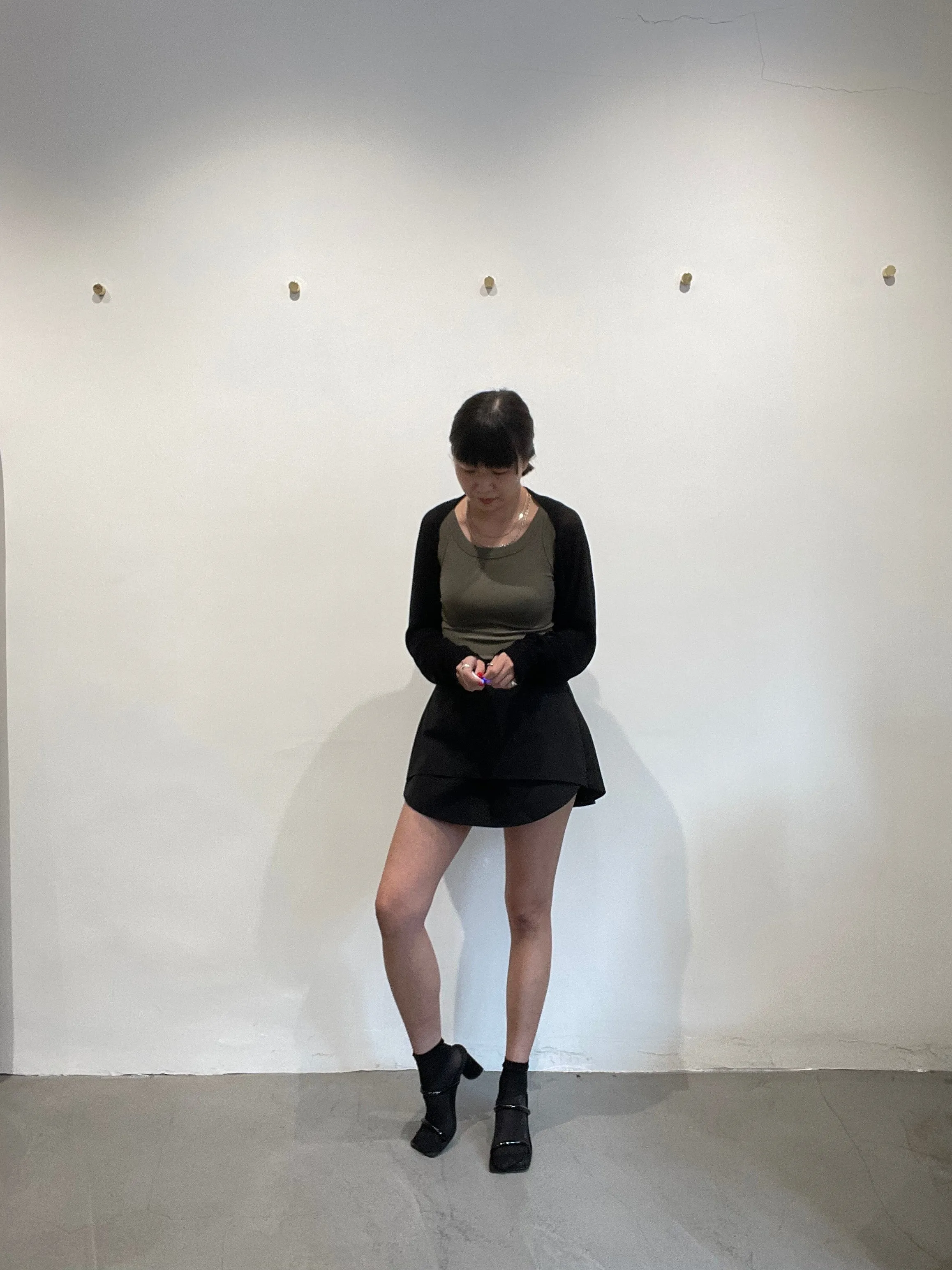 Daily Cropped Knit Sleeve Jacket Black