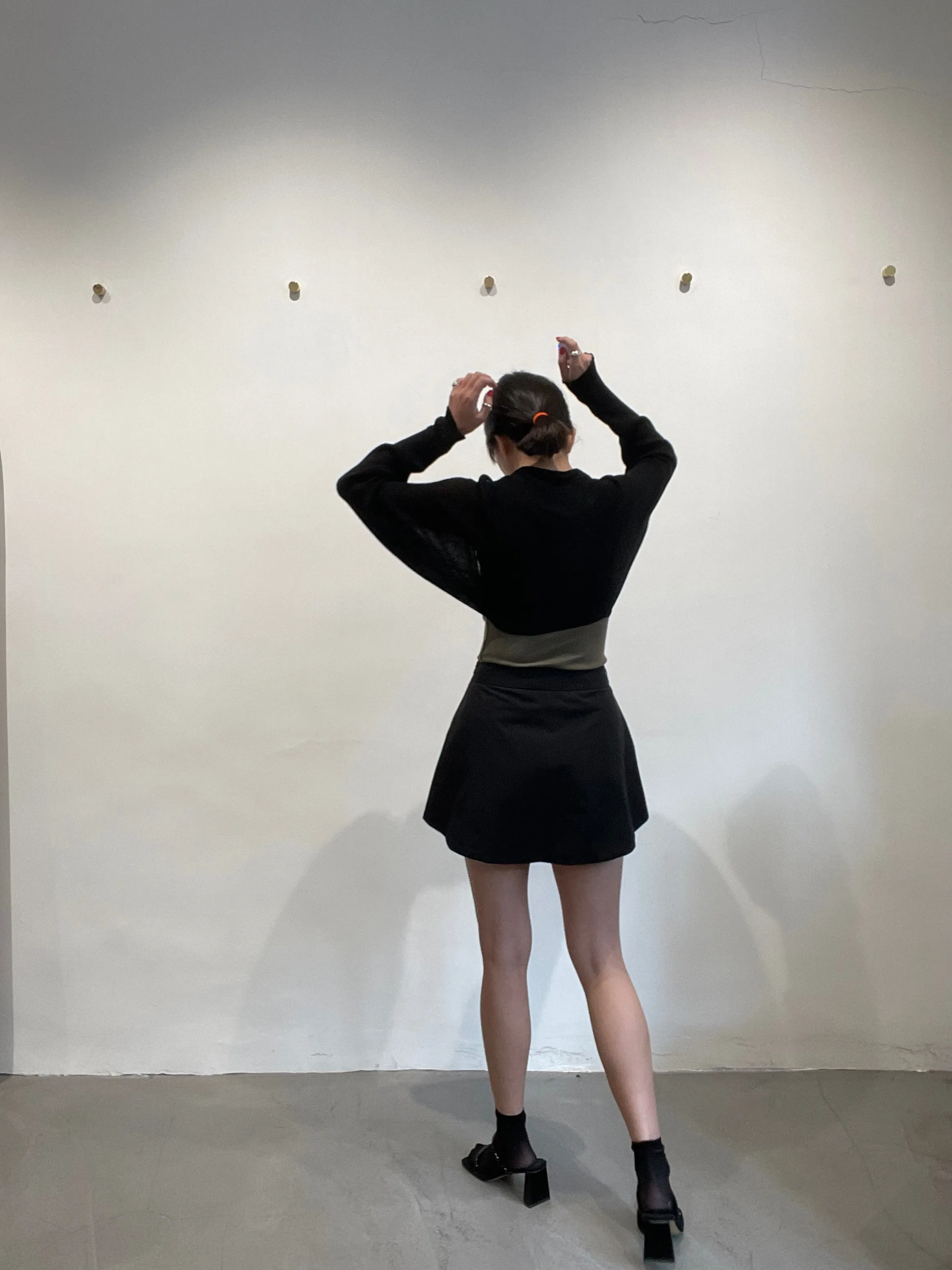 Daily Cropped Knit Sleeve Jacket Black