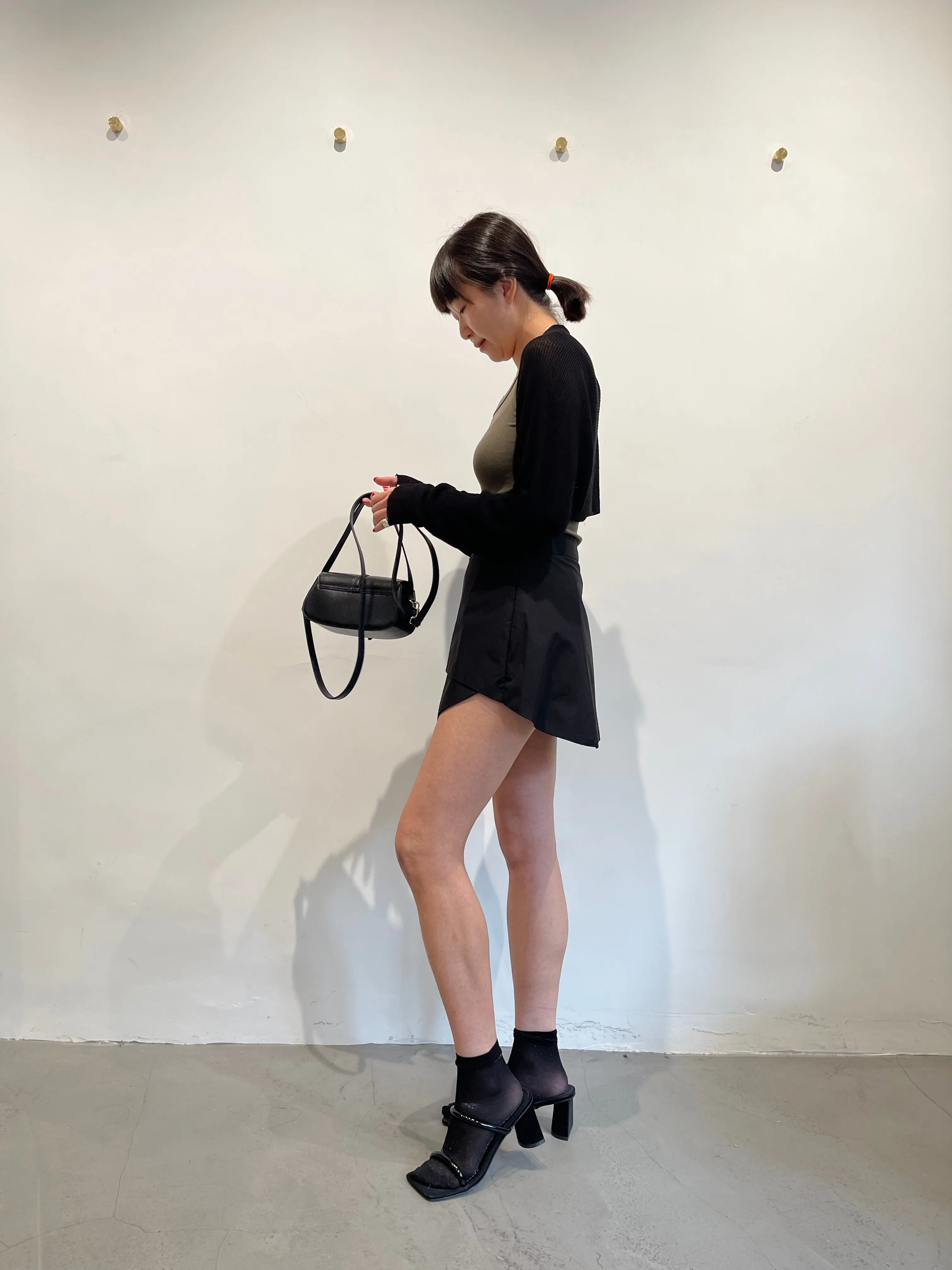 Daily Cropped Knit Sleeve Jacket Black