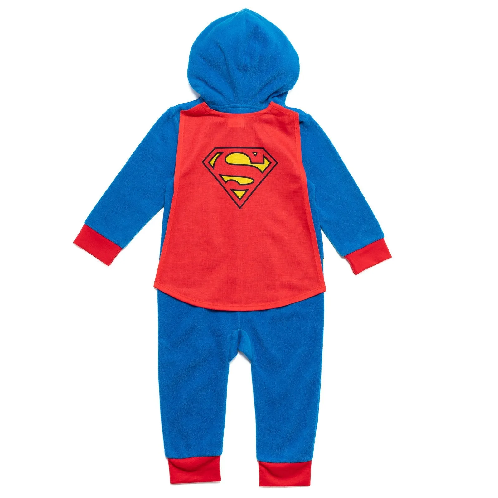DC Comics Justice League Superman Zip Up Cosplay Fleece Coverall and Cape