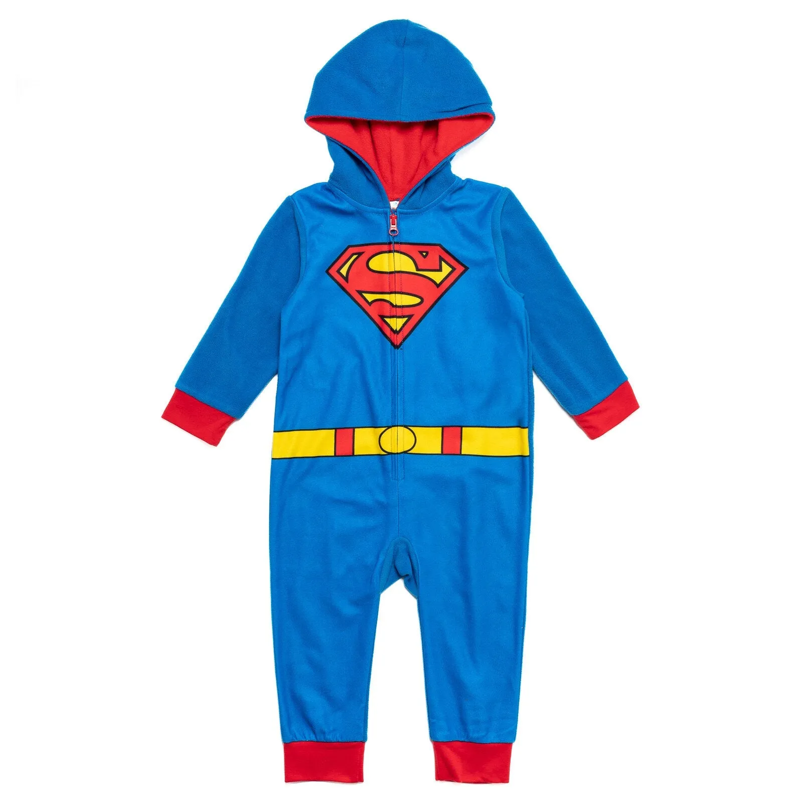 DC Comics Justice League Superman Zip Up Cosplay Fleece Coverall and Cape