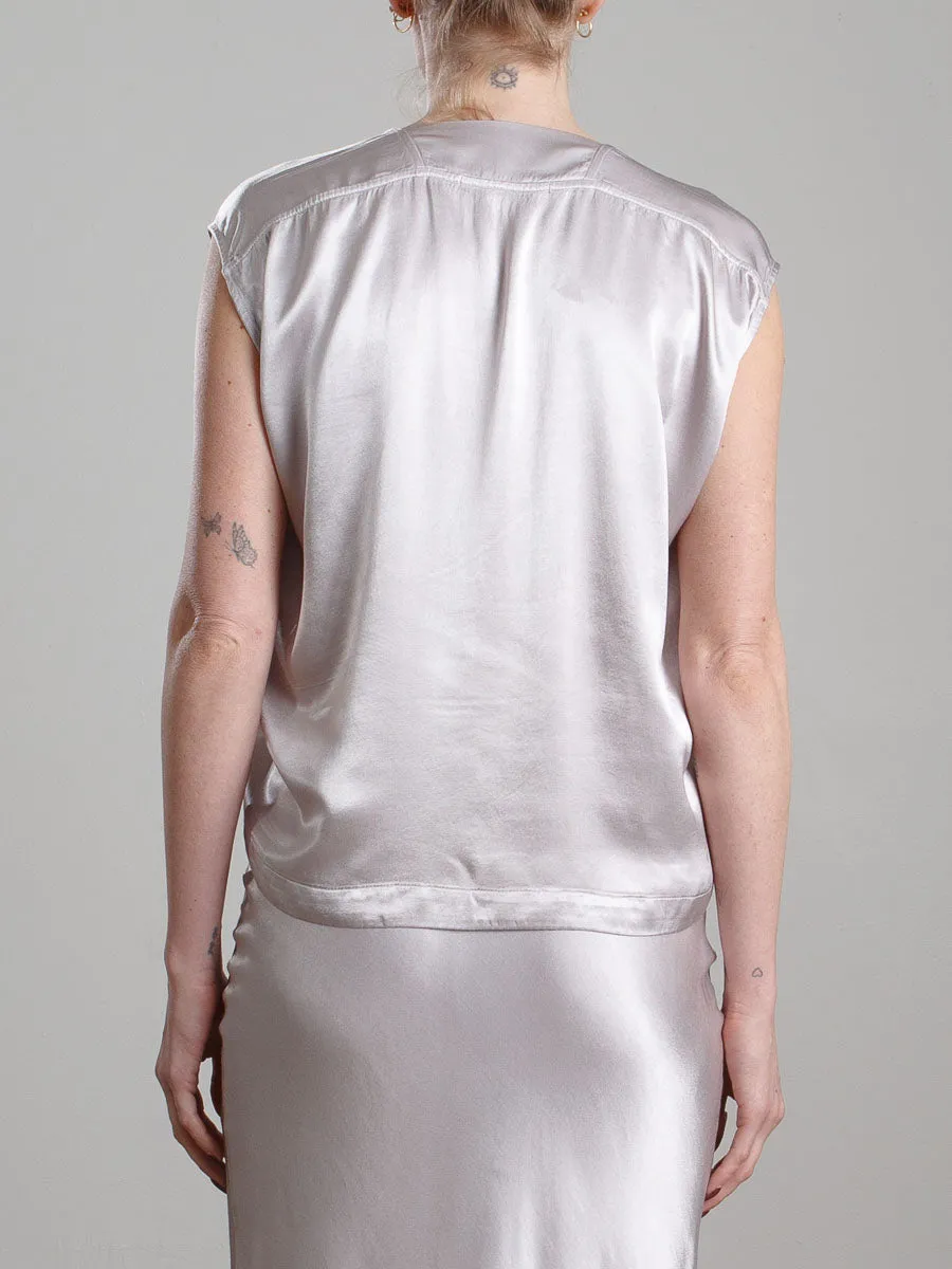 Delphine Cocoon Top in Vintage Satin - Silver