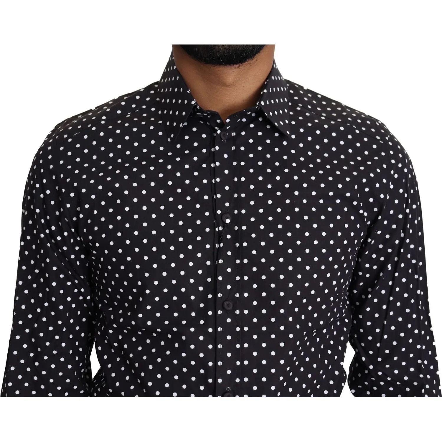 Dolce & Gabbana Elegant Polka Dot Men's Long Sleeve Shirt