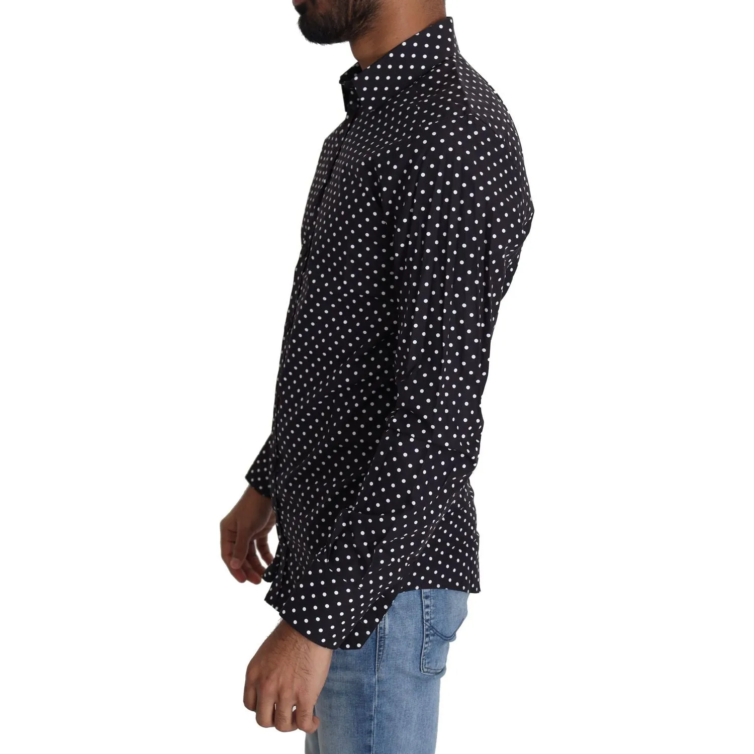 Dolce & Gabbana Elegant Polka Dot Men's Long Sleeve Shirt