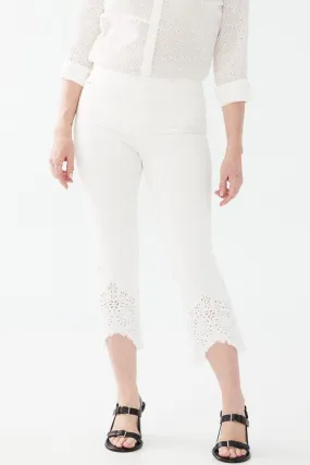 EMBROIDERED FRAY CROP PANT