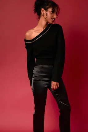 Endless Rose - Chain Trimmed One Shoulder Top