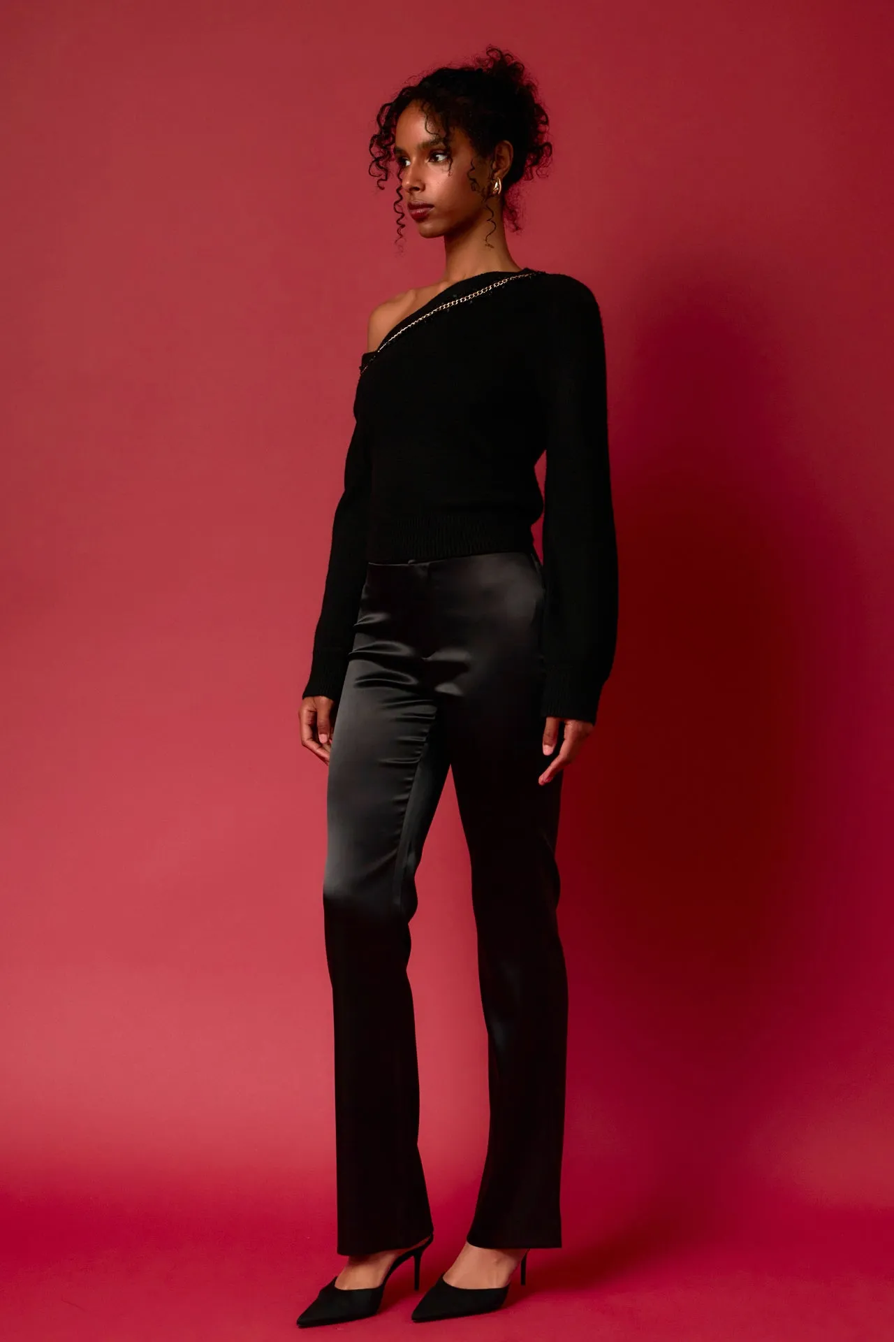 Endless Rose - Chain Trimmed One Shoulder Top