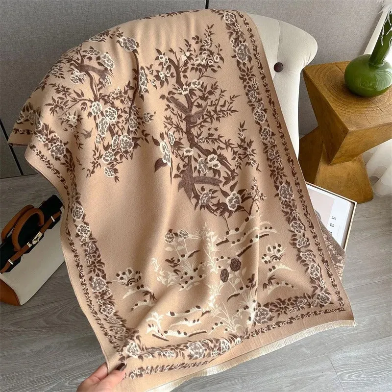 Exquisite Thick and Soft Floral Pashmina Shawl Wrap Scarves