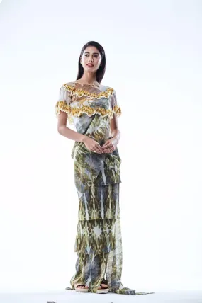 Faberge Egg Print Layer Stitched Saree