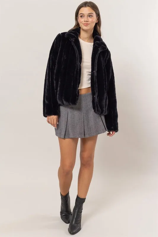Faux Fur Coat - Black