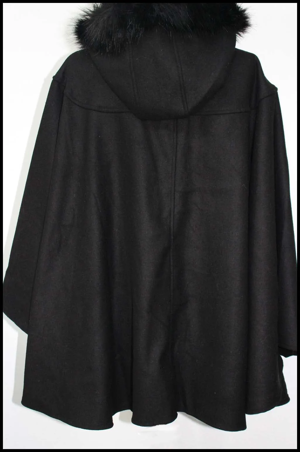 Faux Fur Hooded Cape Shawl