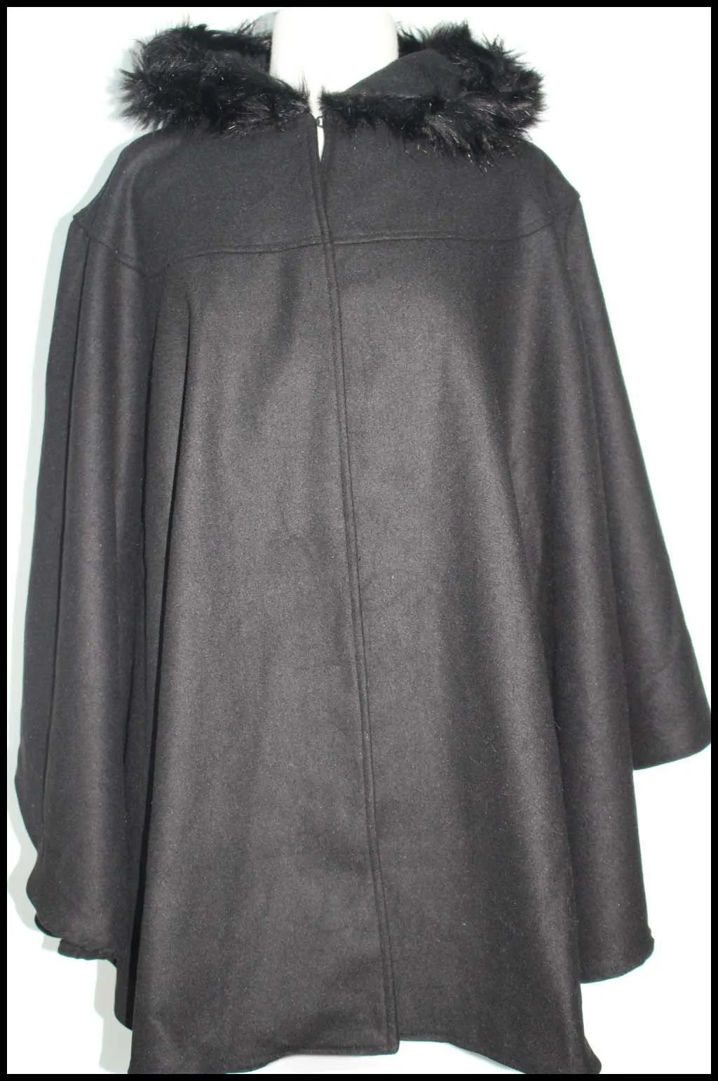 Faux Fur Hooded Cape Shawl