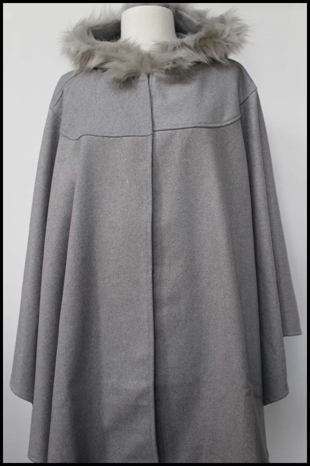 Faux Fur Hooded Cape Shawl