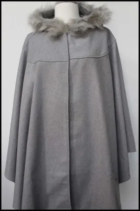 Faux Fur Hooded Cape Shawl