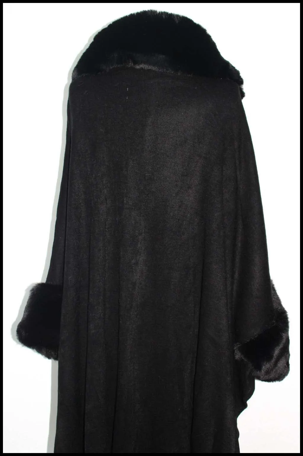 Faux Fur Trimmed Cape Shawl