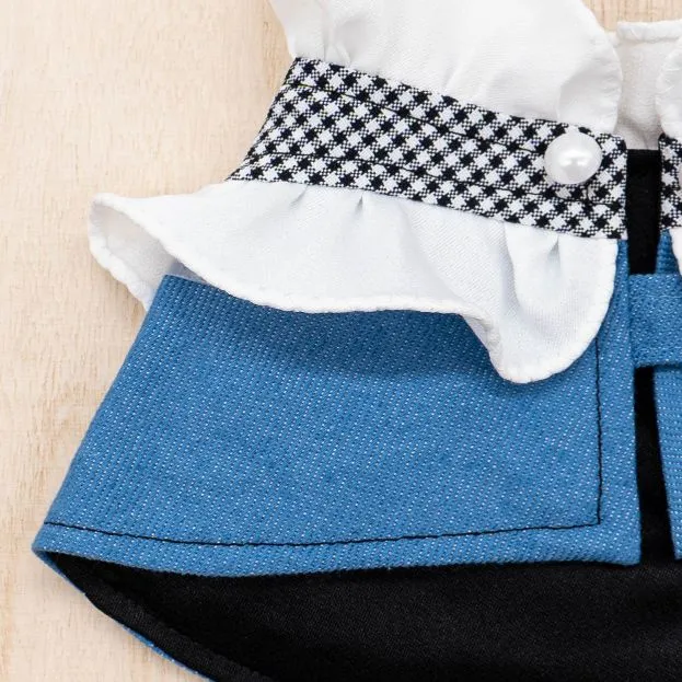 Female Denim Frills Cape - Checkered Maiden Frills