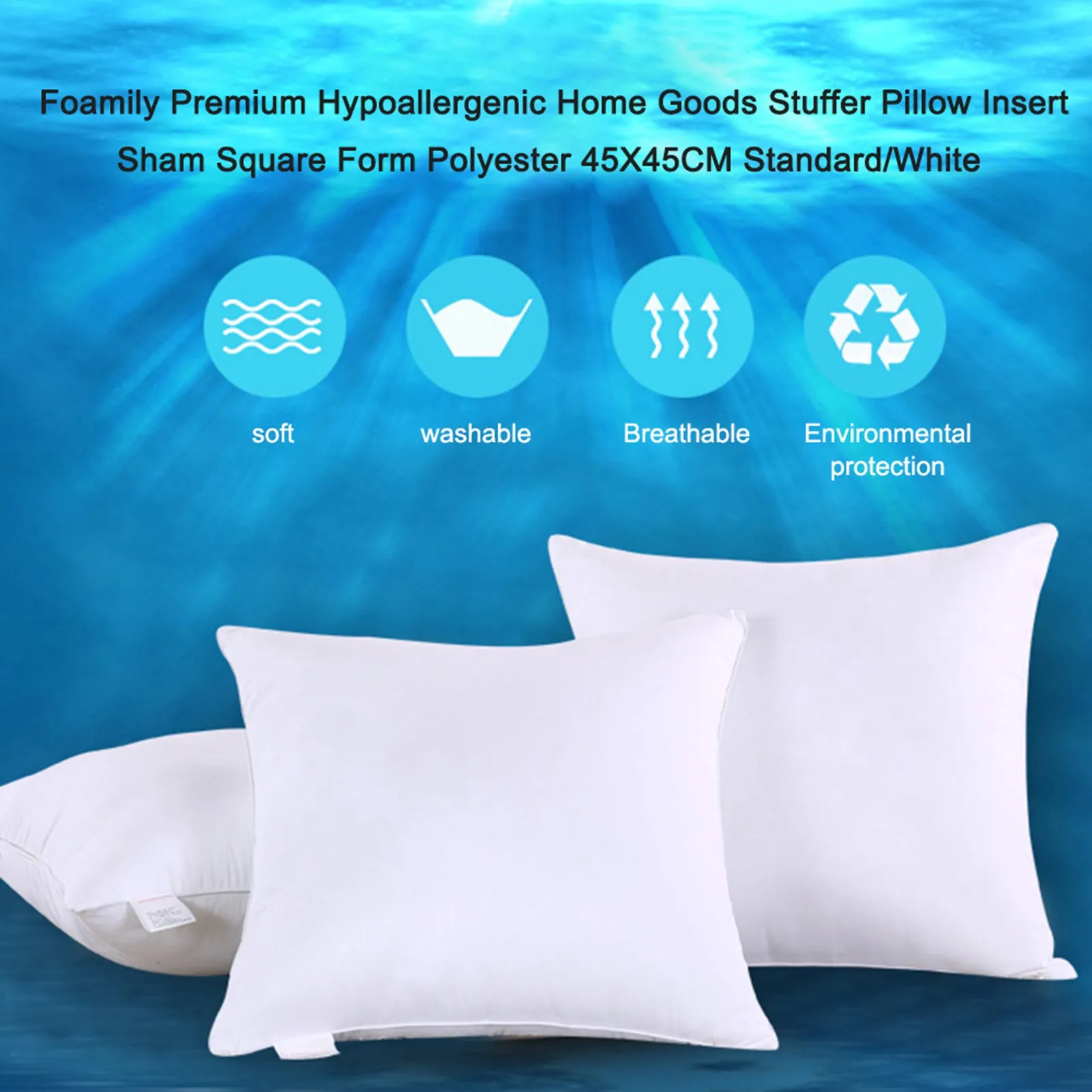 Foamily Premium Hypoallergenic Stuffer Pillow Insert