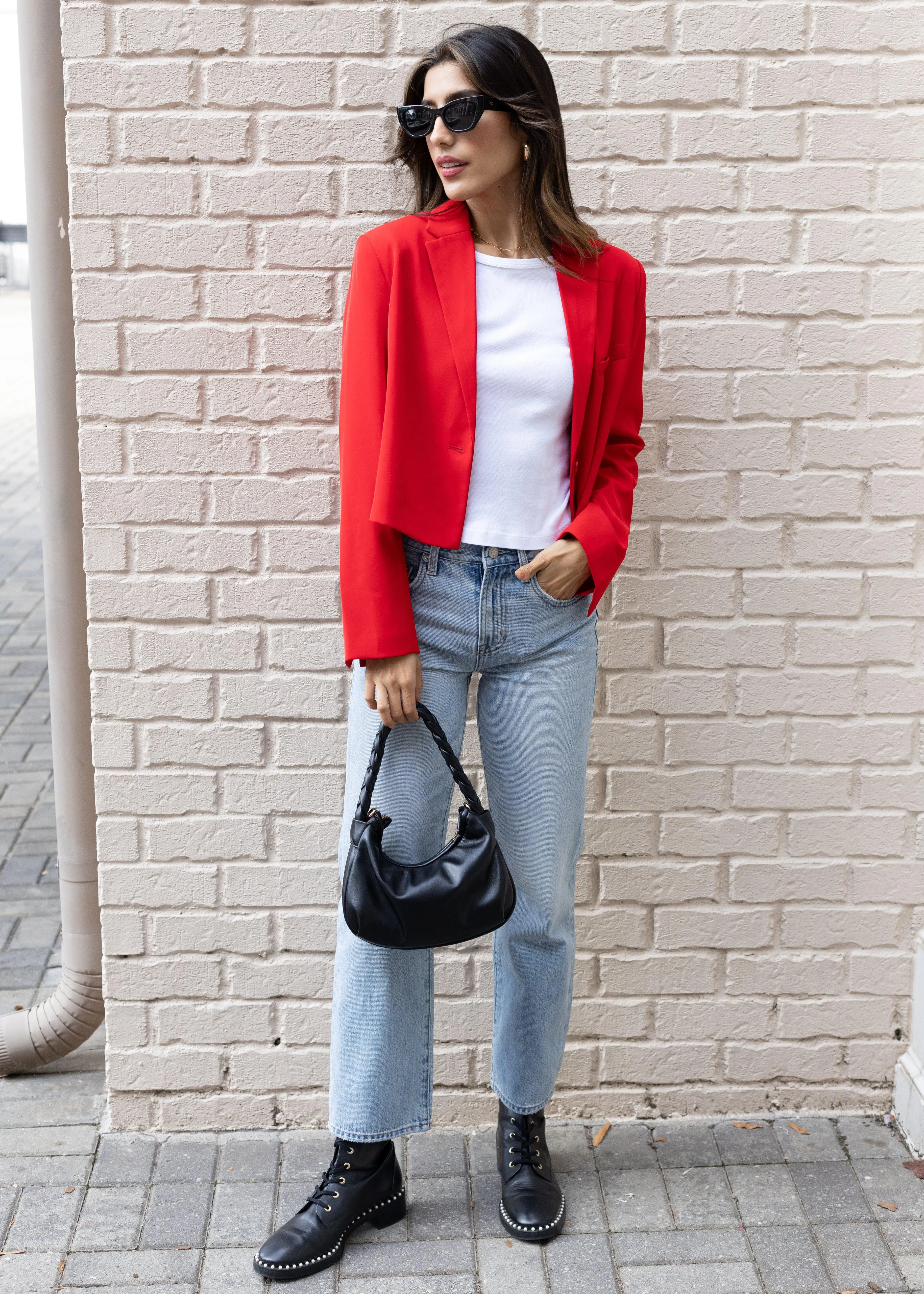 French Harry Connection Cropped Blazer-Scarlet ***FINAL SALE***