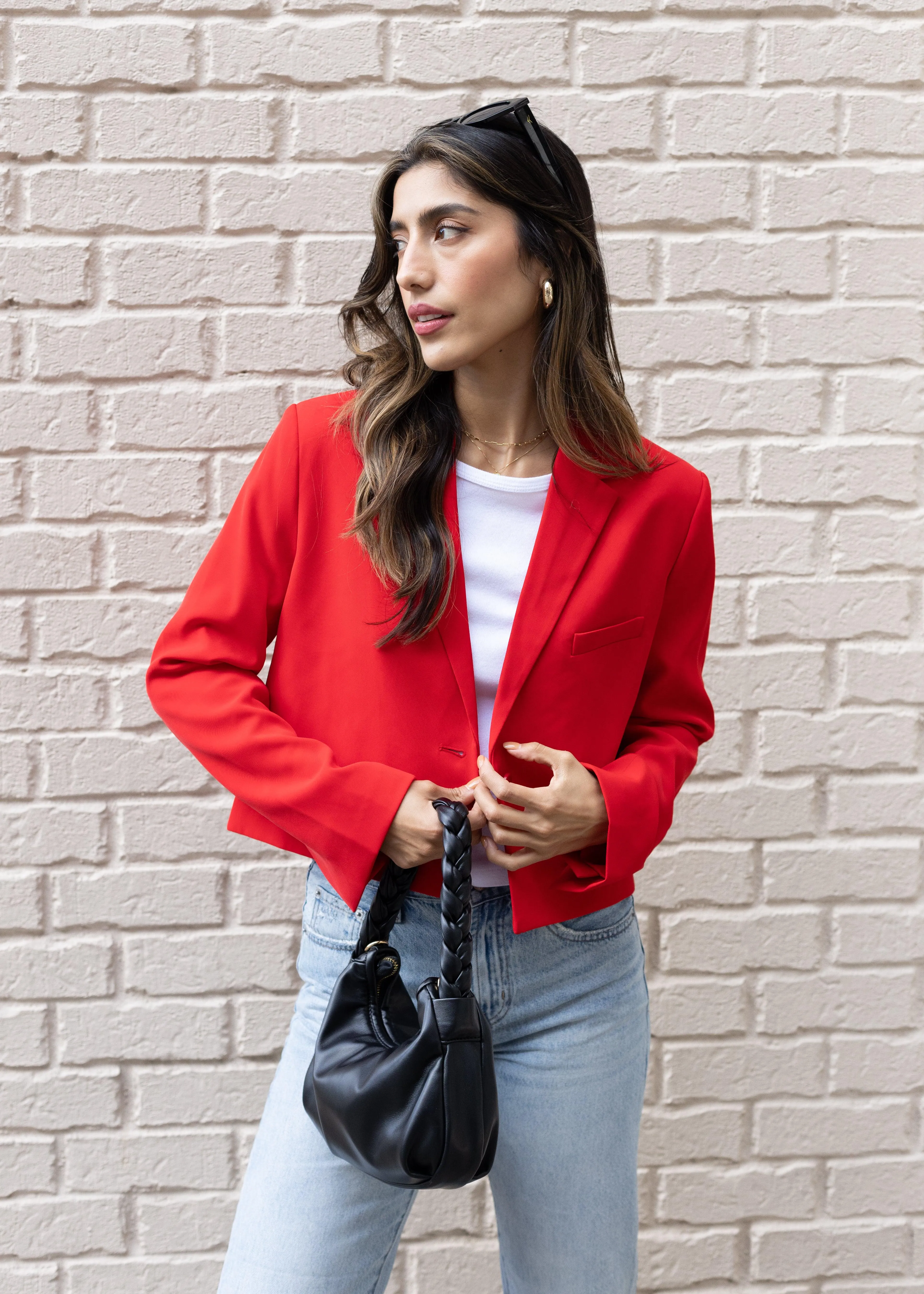 French Harry Connection Cropped Blazer-Scarlet ***FINAL SALE***