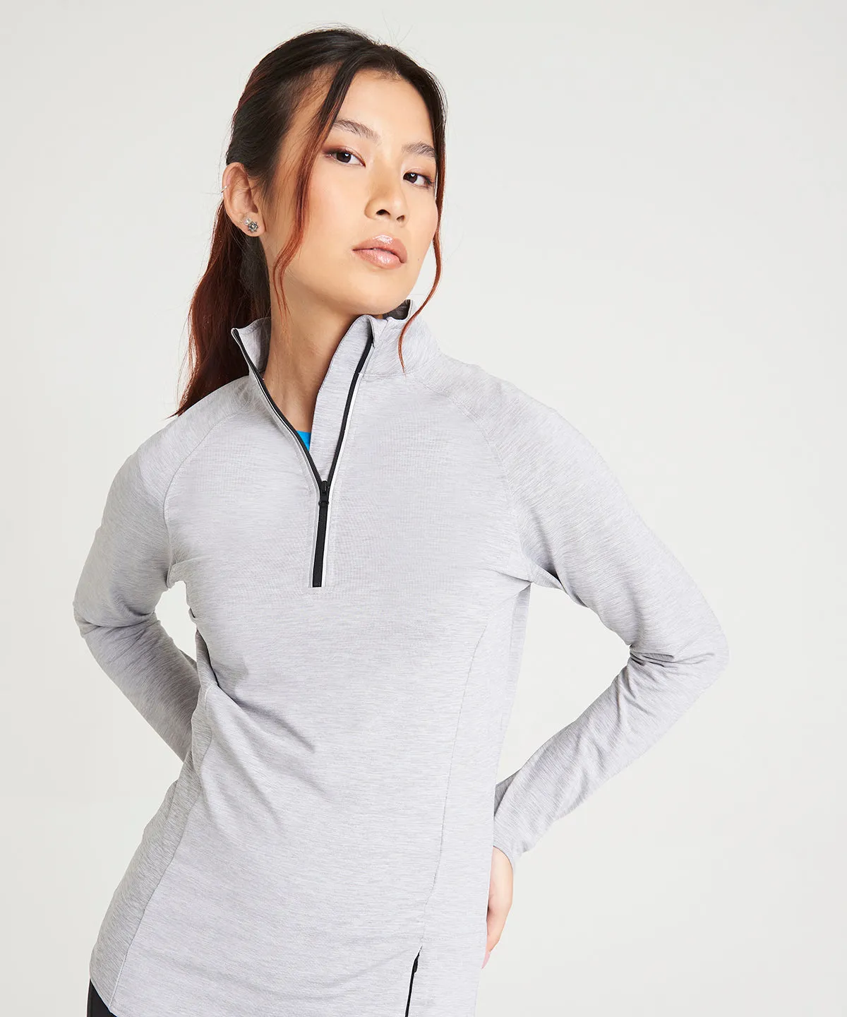 French Navy - Women's Cool Flex long half-zip top (C)