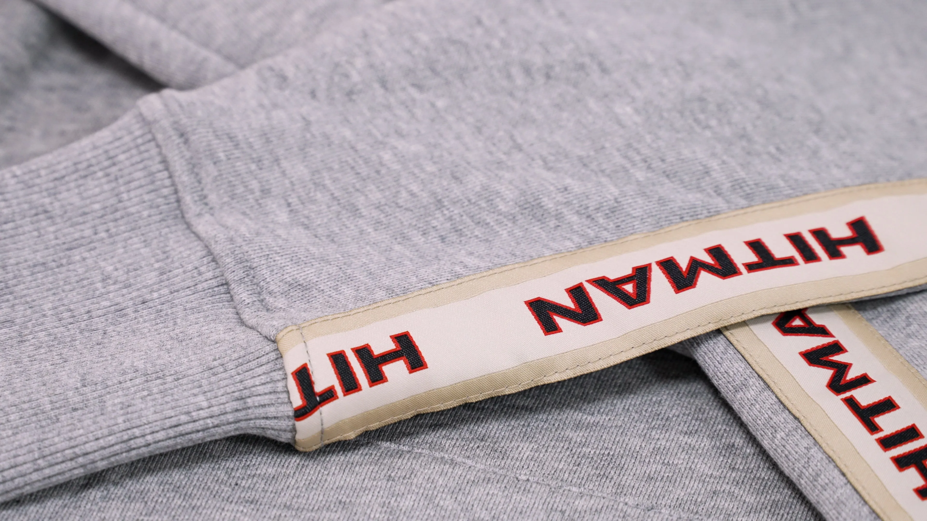 Grey Pullover hoody- CREAM TAPE