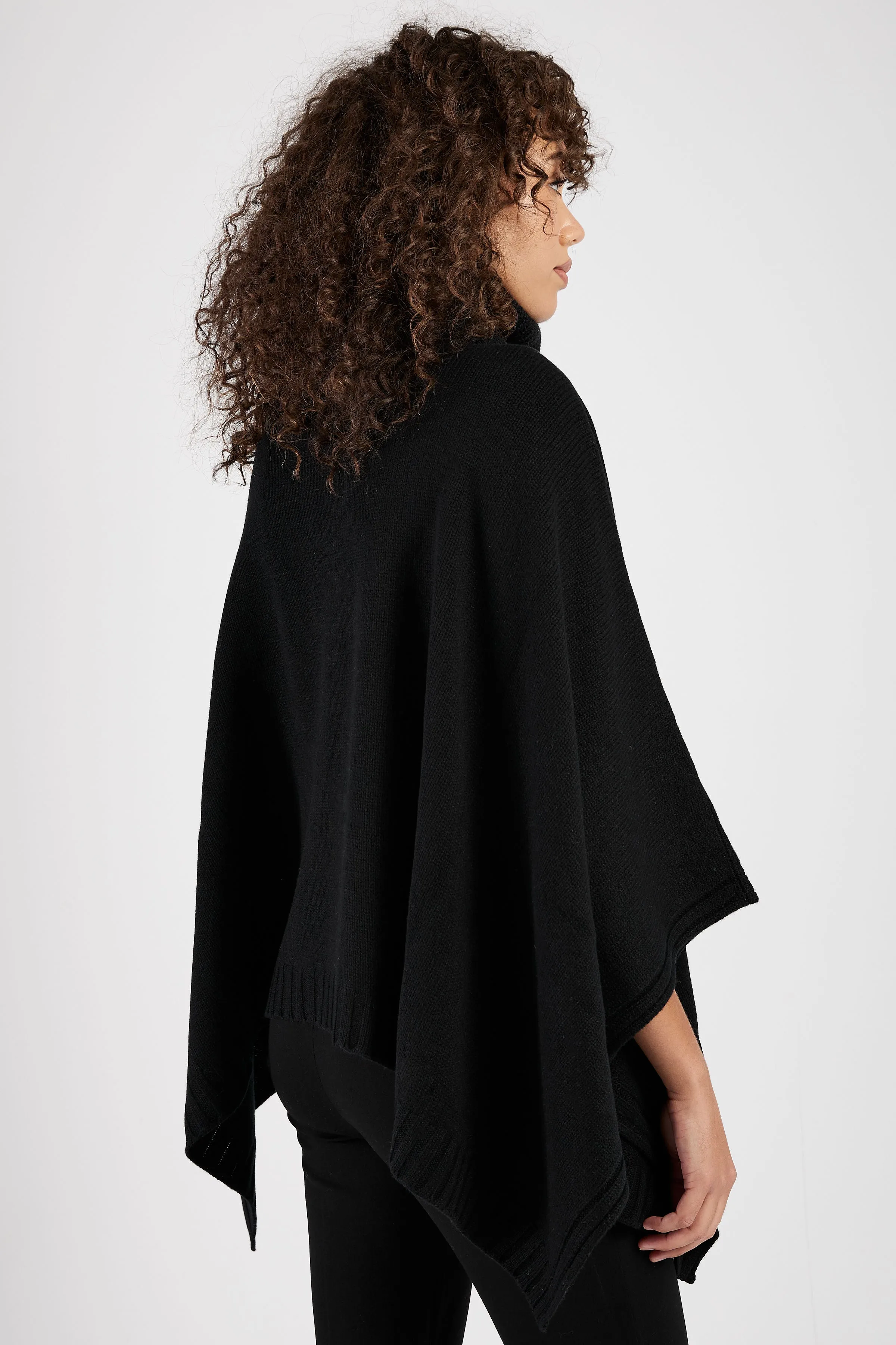 High Neck Maxi Cape in Black