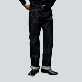 High-waist buttoned self-edge jeans
 for men