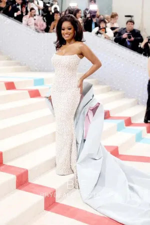 Keke Palmer 2023 Met Gala Strapless Mermaid Dress with Cape