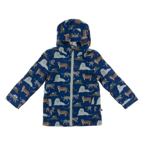 Kickee Pants Print Terry-Lined Raincoat (Flag Blue Big Cats)