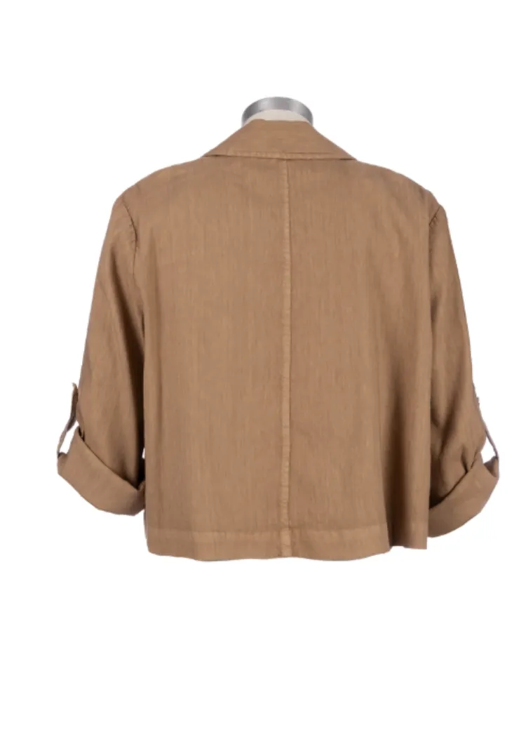 KUT Nadine Crop Blazer Jacket - Oatmeal