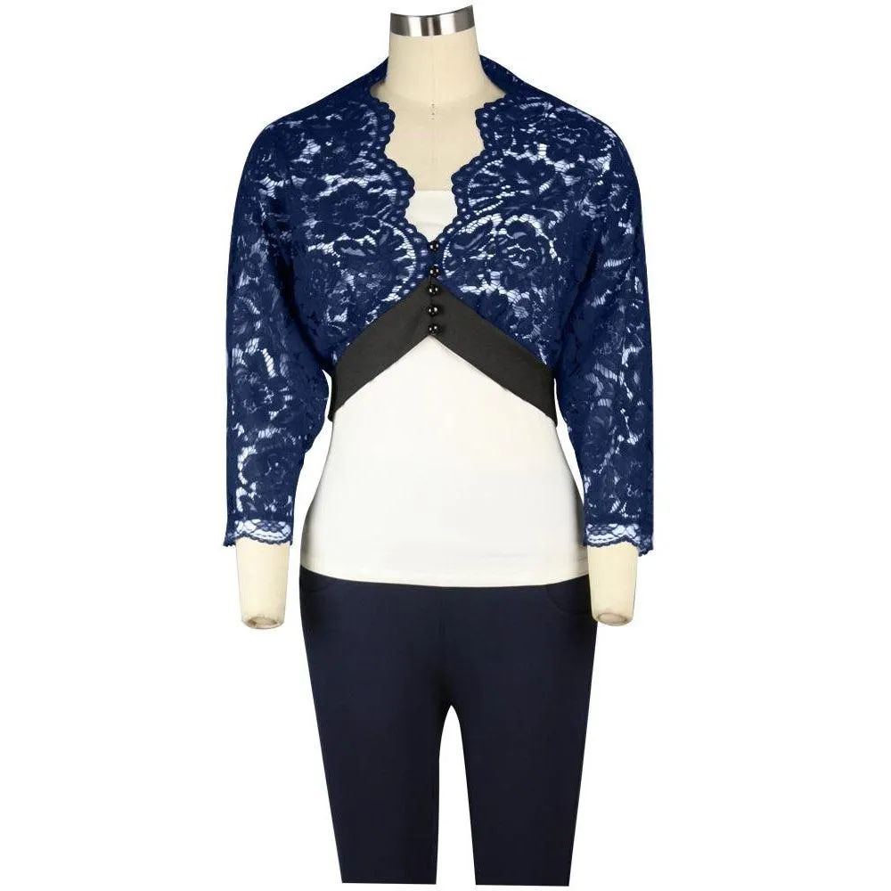 Lace Shrug in Navy & Black