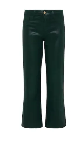 L'Agence Wanda HR Crop Wide Leg Coated Forest Green
