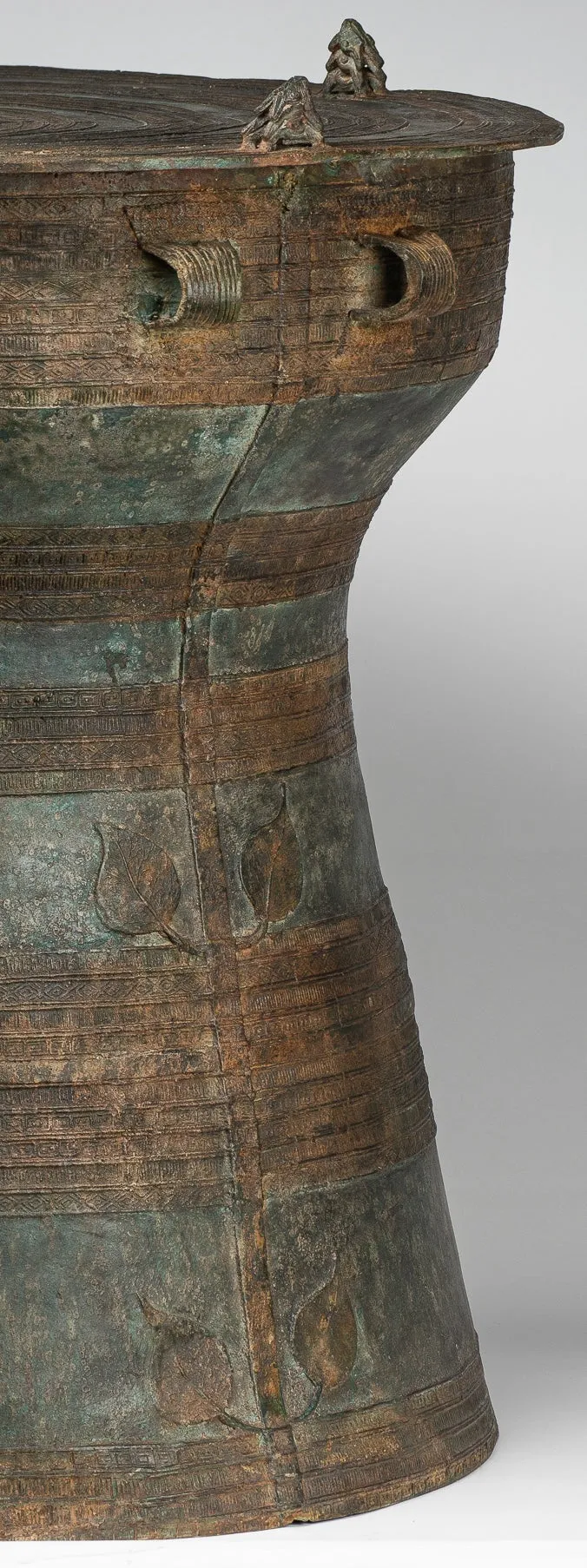 Large Rain Drum - Antique Vietnamese Style Bronze Free Standing Frog Rain Drum - 67cm/27"