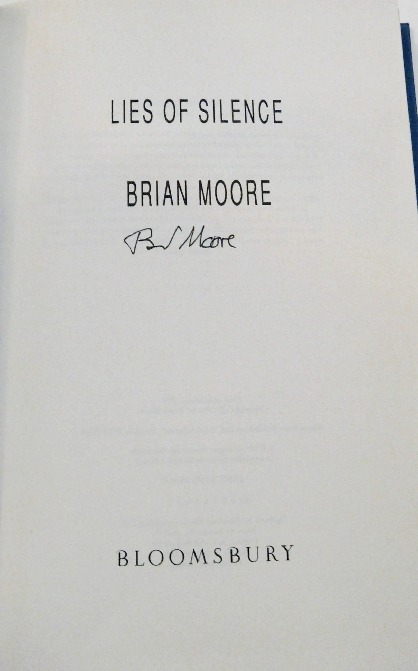 Lies of Silence by Brian Moore - Signed