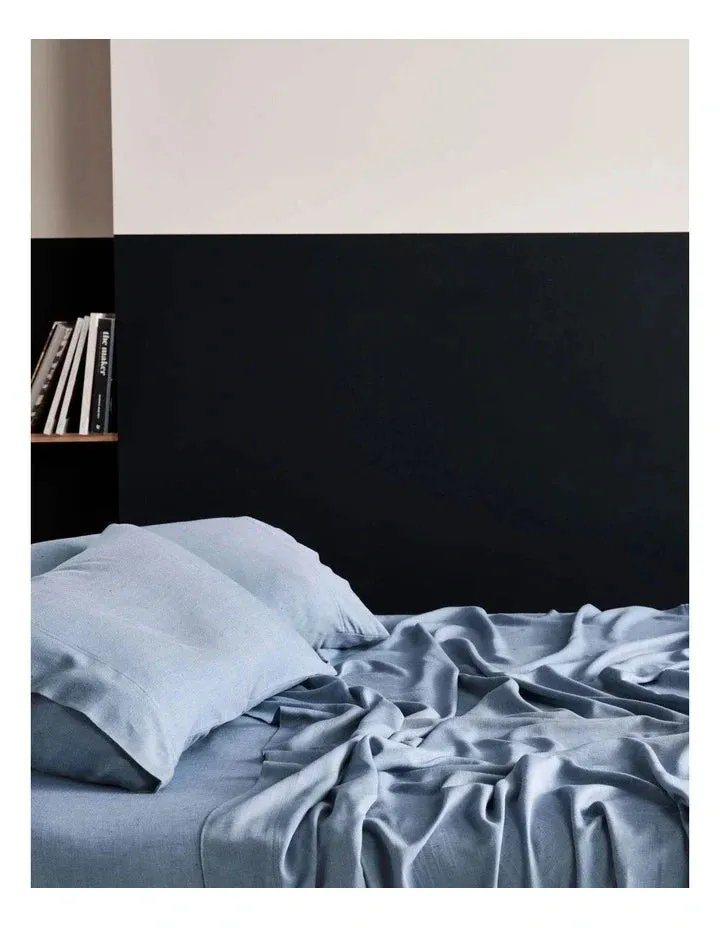 LINEN HOUSE REJEANERATION RIALTA SHEET SET DENIM
