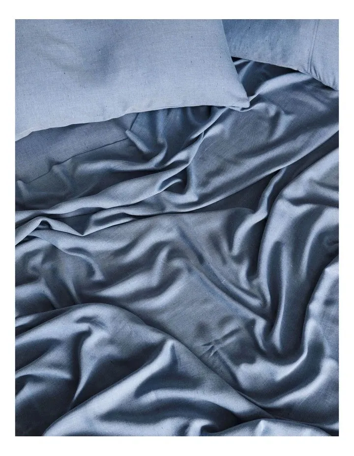LINEN HOUSE REJEANERATION RIALTA SHEET SET DENIM