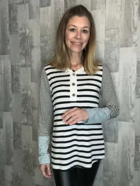 Look No Further Stripe Henley Top