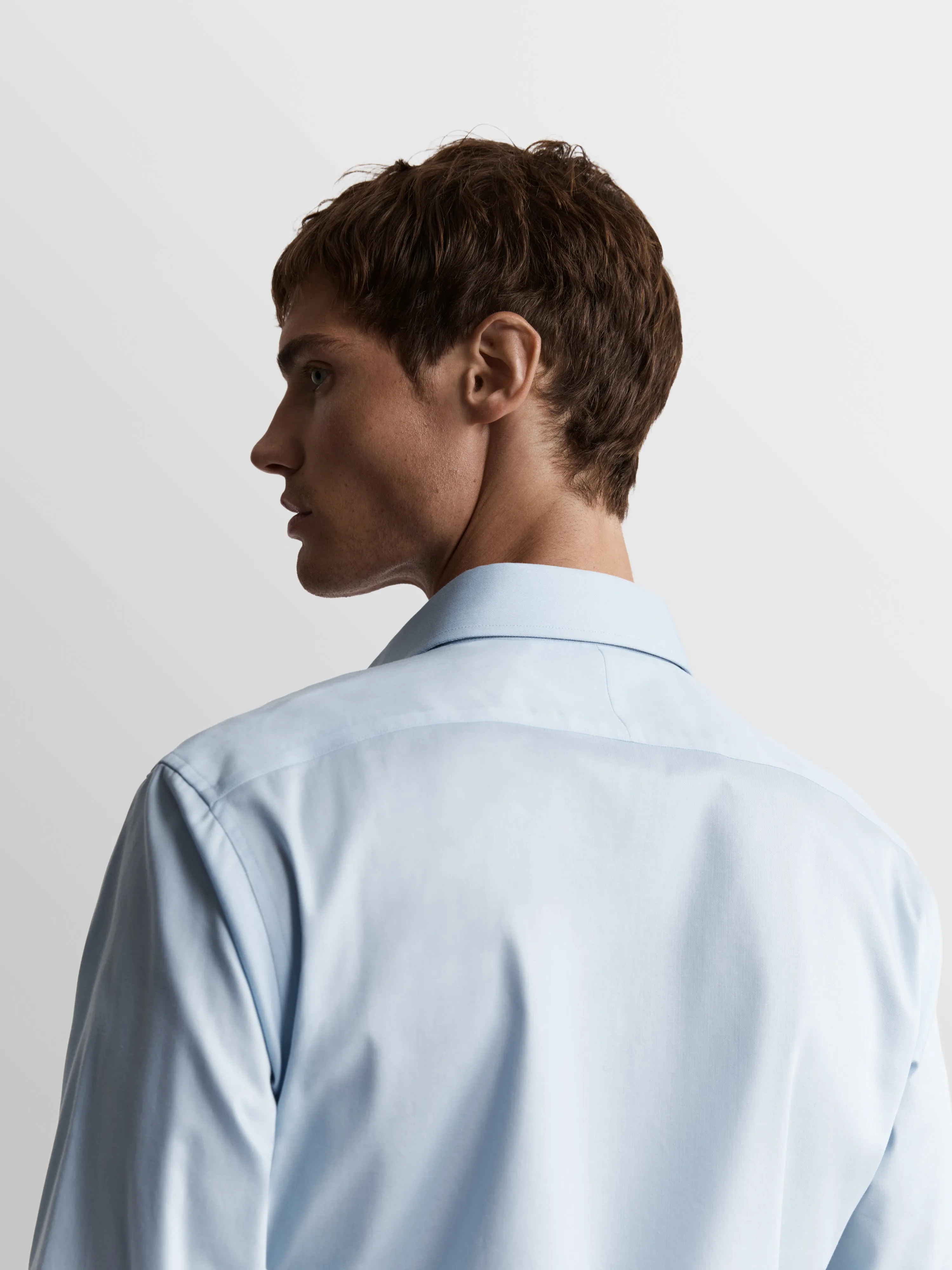 Max Performance Light Blue Twill Regular Fit Double Cuff Classic Collar Shirt