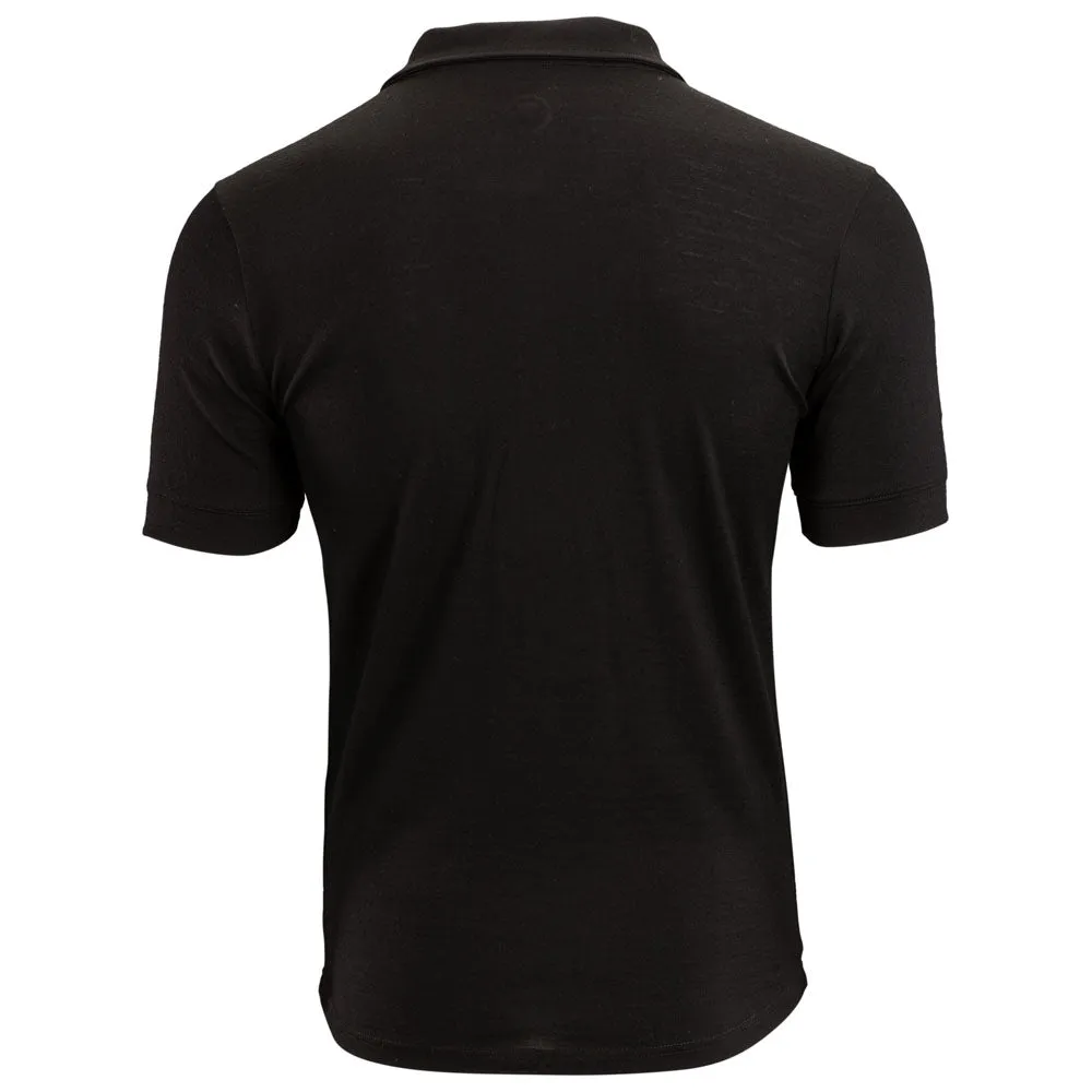 Mens Merino 180 Short Sleeve Polo Shirt (Black)