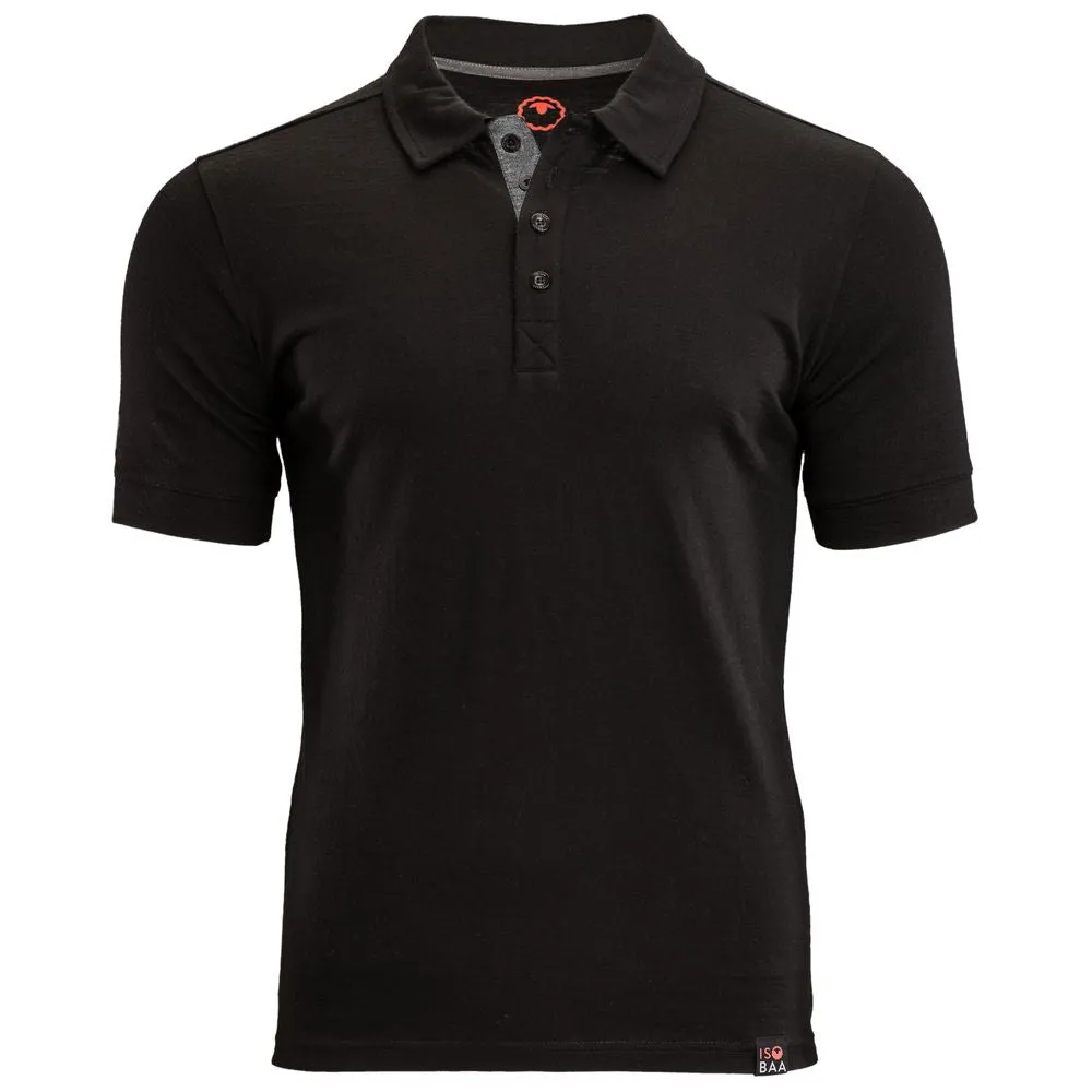 Mens Merino 180 Short Sleeve Polo Shirt (Black)