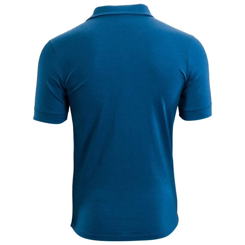 Mens Merino 180 Short Sleeve Polo Shirt (Plain Blue)