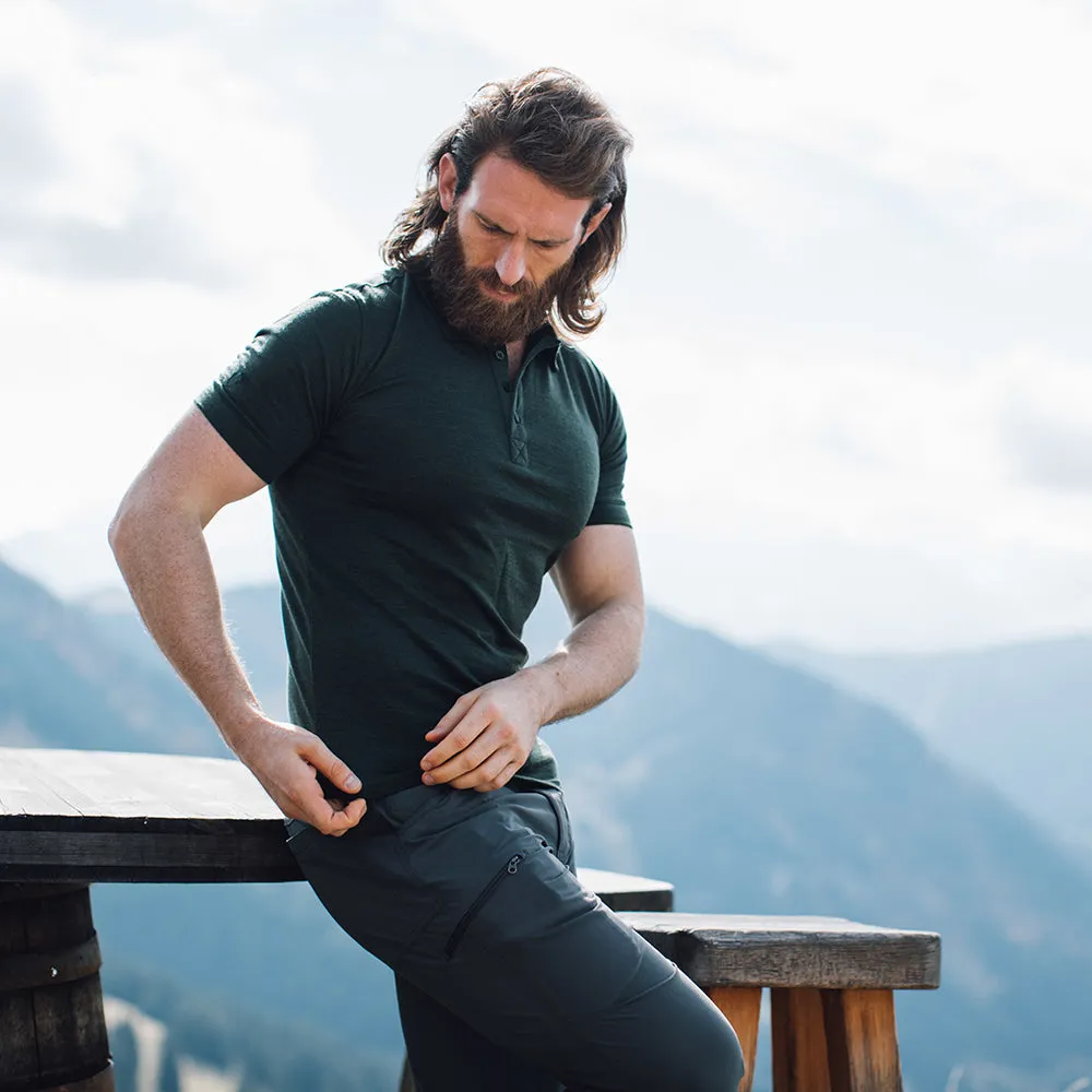 Mens Merino 180 Short Sleeve Polo Shirt (Plain Forest)