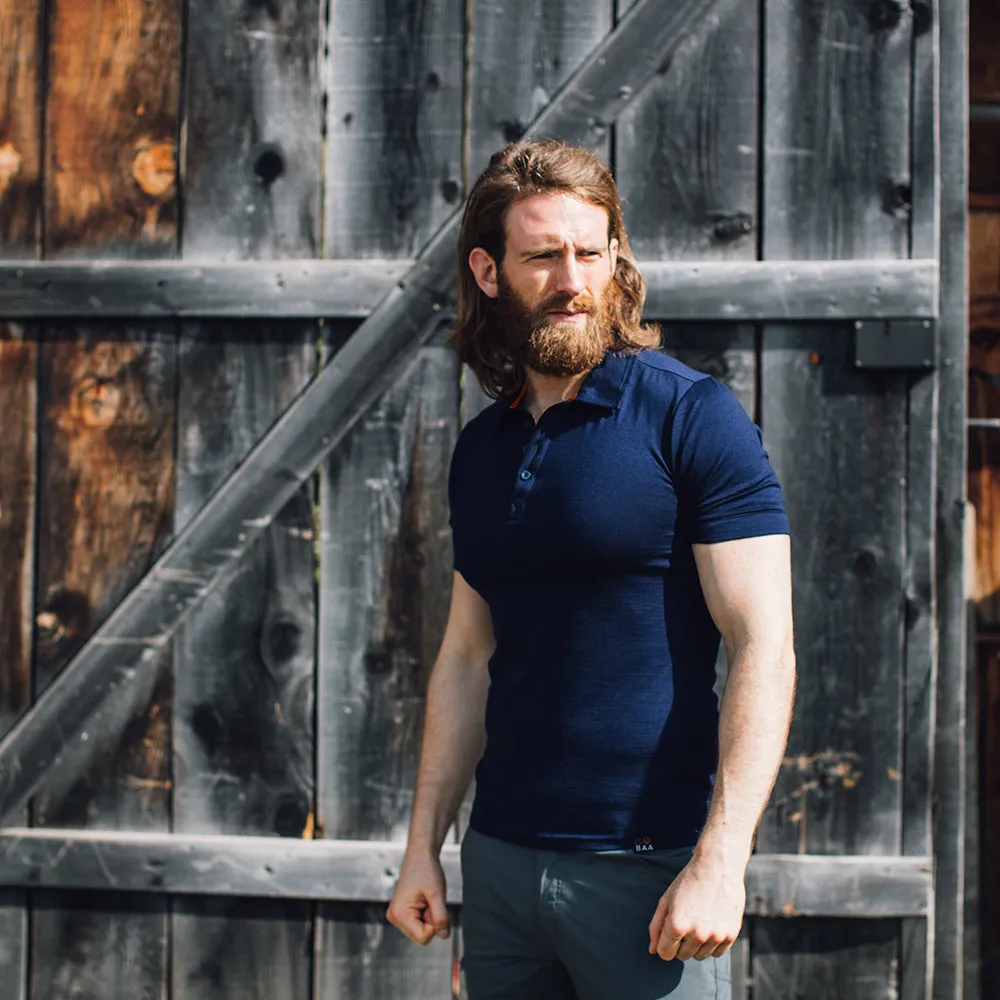 Mens Merino 180 Short Sleeve Polo Shirt (Plain Navy)