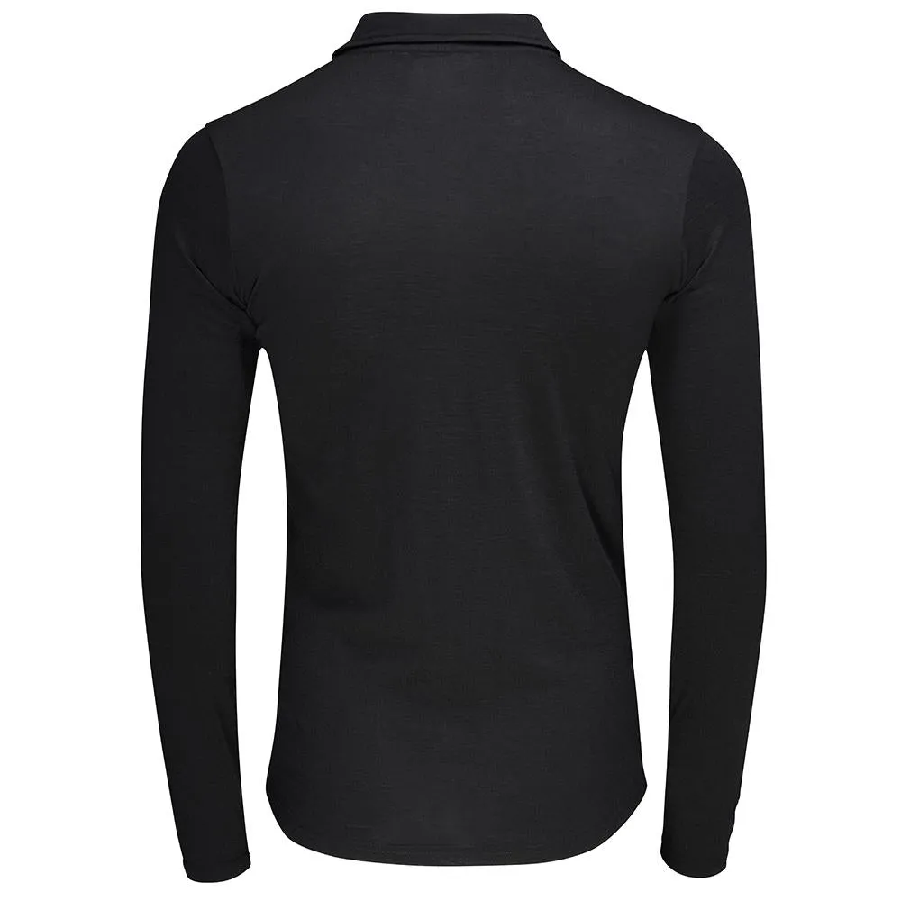 Mens Merino 200 Long Sleeve Polo Shirt (Black/Blue)
