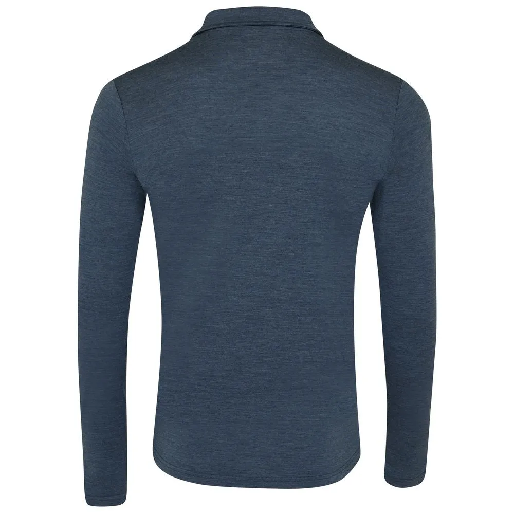 Mens Merino 200 Long Sleeve Polo Shirt (Denim/Navy)