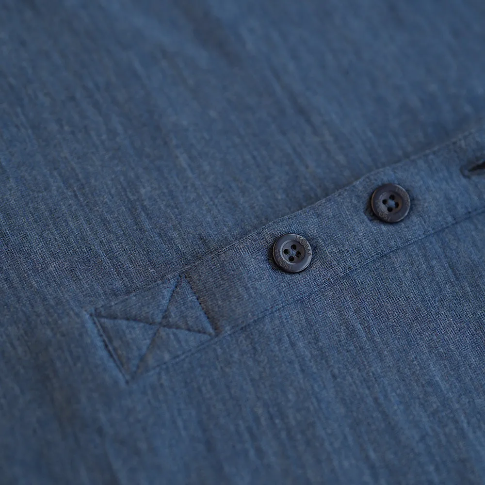 Mens Merino 200 Long Sleeve Polo Shirt (Denim/Navy)