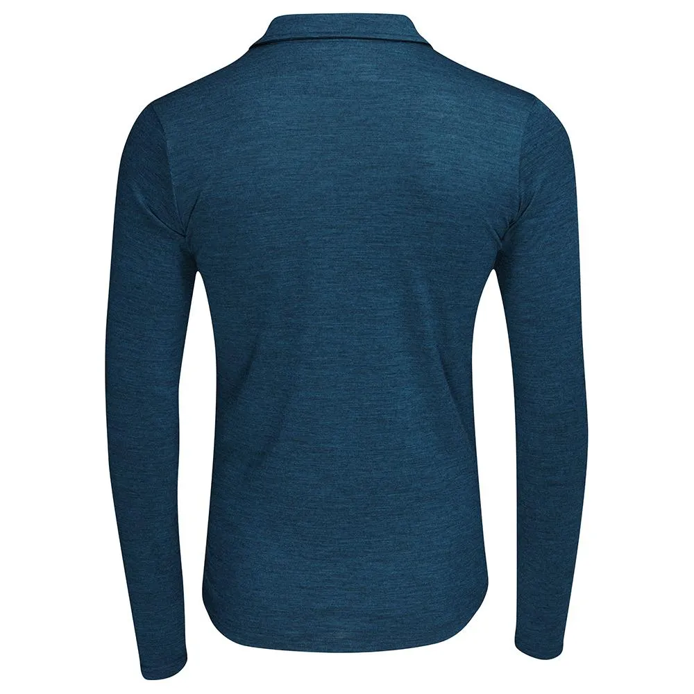 Mens Merino 200 Long Sleeve Polo Shirt (Petrol/Lime)