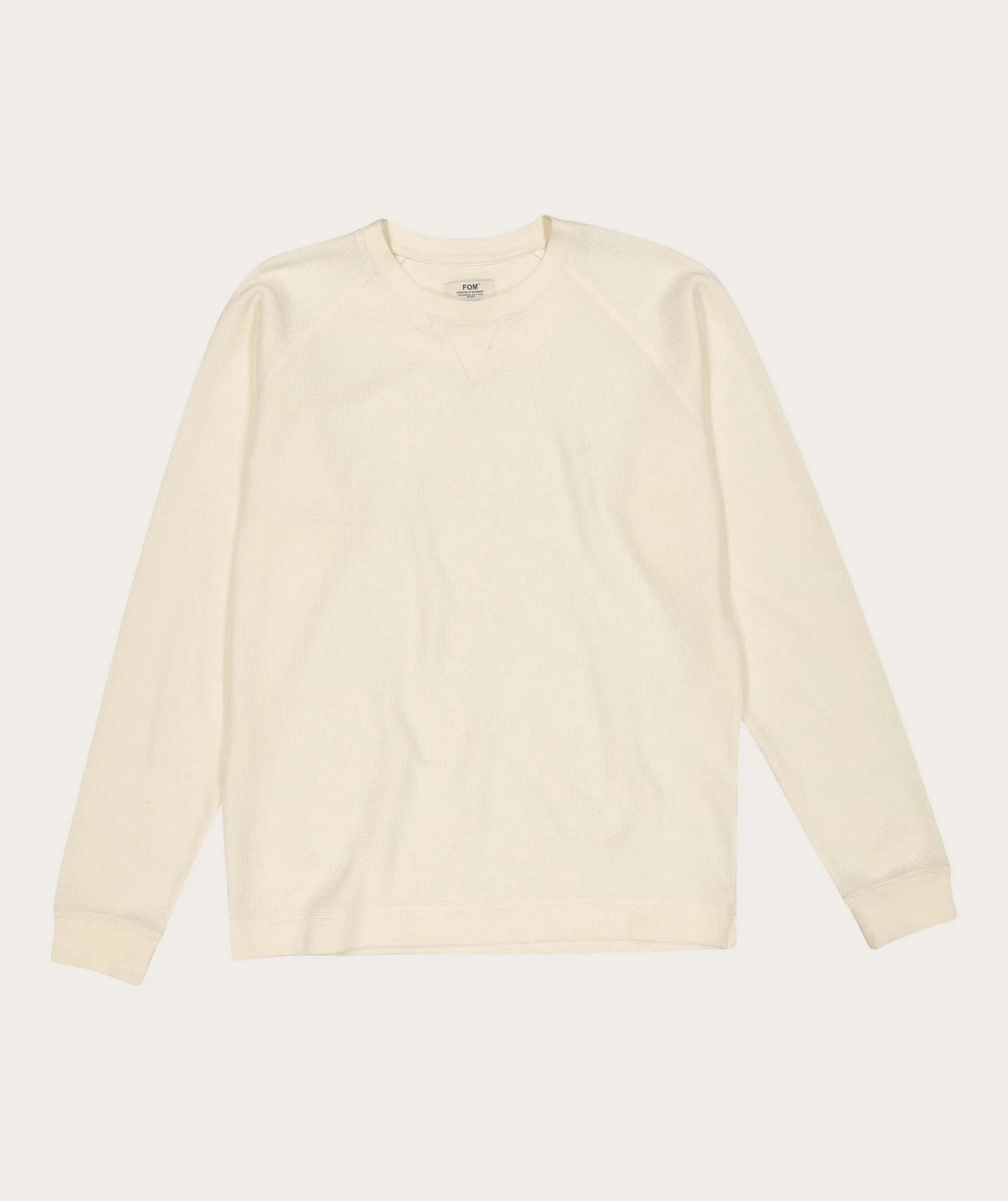 Mens Raglan Waffle Long Sleeve Tee - Ivory